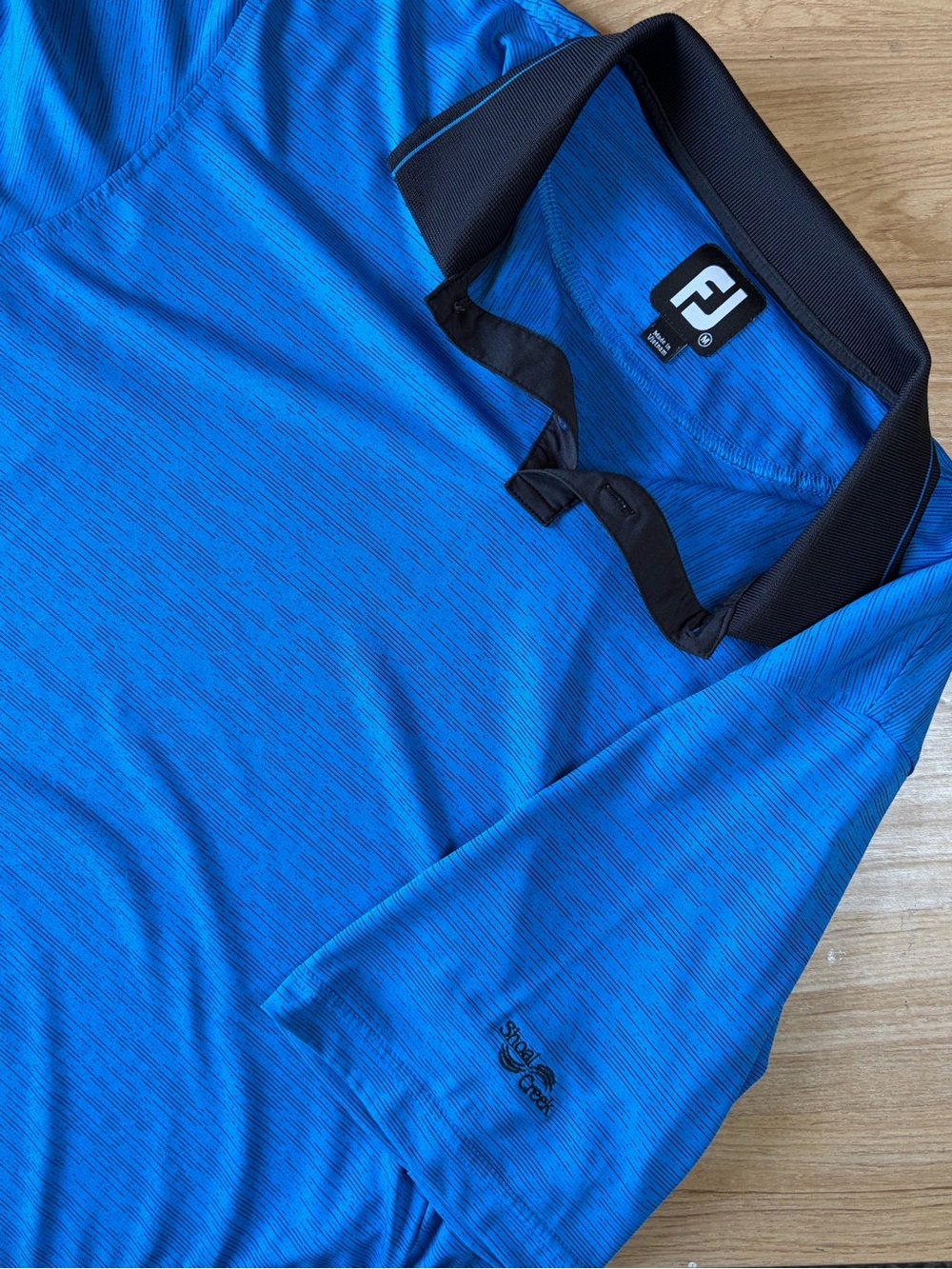 FootJoy FJ Royal Blue Space Dye Golf Polo Shirt Shoal Creek Logo Men Size Medium